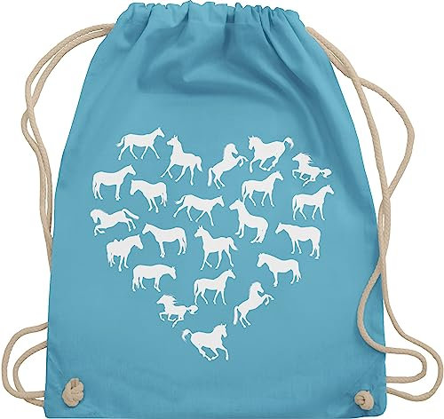Turnbeutel Rucksack - Pferde - Taschen - Pferdeherz - Unisize - Hellblau - reiten zubehör stalltasche pferd pferdeliebhaber pferdemotiven stoffrucksack reiterinnen pferdebeutel pferdespruch
