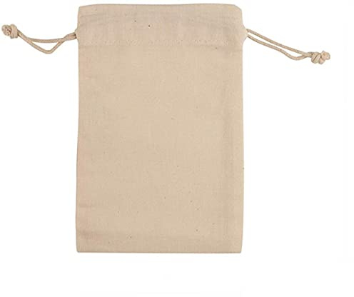 KUPOO 50PS Cotton Bags Cotton Muslin Bags Drawstring Muslin Bag for Wedding Party Favor (4 x 5.8 Inch)