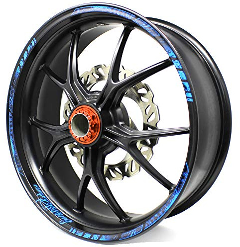 18 Teiliges Felgenrandaufkleber Neon Line Felgendesign inkl. Felgenbettaufkleber Komplett-Set -Finest Folia passend für 17 Zoll & 161819 Felgen Motorrad Auto Fahrrad MR003 (Neon Blau, Matt)
