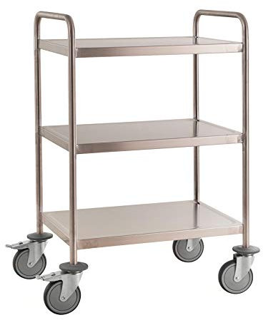 Kongamek | Edelstahl-Etagenwagen | verschweißt | LxBxH 650 x 440 x 1010 mm | 3 Etagen