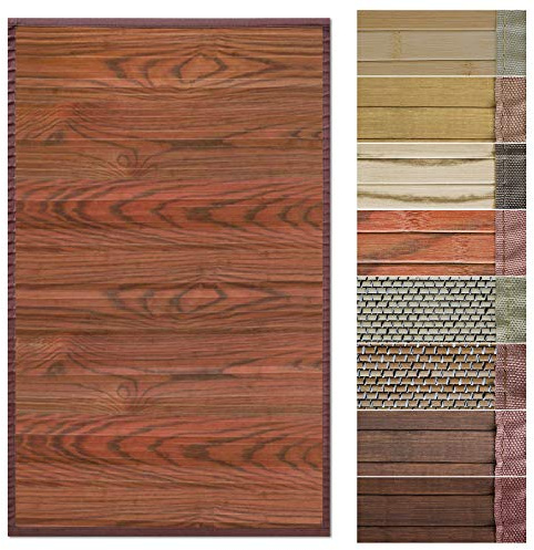 Floordirekt Bambusteppich Bambusmatte mit Stoffrahmen | Natur Design in vielen Farben & Größen (150 x 200 cm, Magenta Braun)