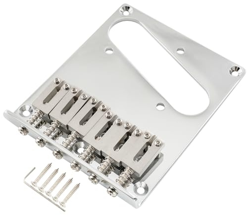 Musiclily Pro BT003 54mm TL Steg 6 SUS Edelstahl Saitenreiter Chrom | für Fender Squier Tele Style E-Gitarre