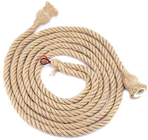 OUKENS Douille de Lampe E27 d'éclairage Suspendu, Support de Base d'ampoule de Lampe Suspendue en Corde de Chanvre Vintage, Corde Suspendu Luminaire pour décor de Chambre 85-265V(4m 2 Heads)