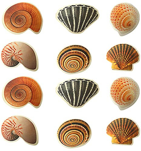 YUTOU Anti Rutsch Sticker für Badewanne 12 Stück Meerestiere Antirutsch Pads Badewanne Badezimmer Sticker mit Plastikspatel für Badewanne Badezimmer Pool Treppe und Kinderzimmer (Conch)
