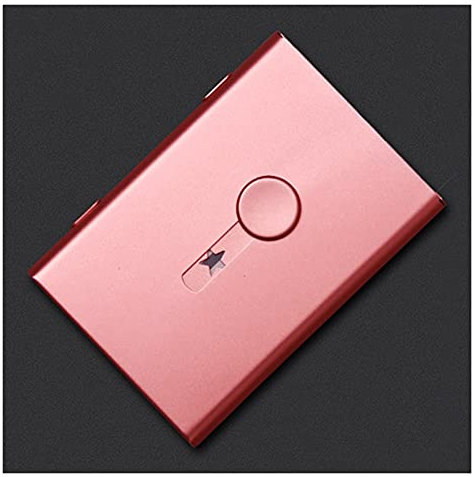 sararui Visitenkartenetui Visitenkarteninhaber Rutschen Visitenkarteninhaber Edelstahl-Kartenhalterkarten-Fall für Männer und Frauen Visitenkartenhalter (Color : Pink)