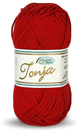 Rellana Tonja,Schulgarn,Baumwollgarn,100% Baumwolle,Topflappengarn,50gr. 85m, (303 rot)