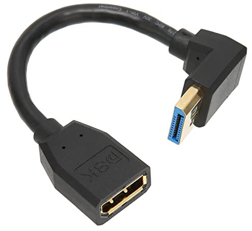 Lazmin112 Cable Mini DisplayPort a DisplayPort, 8k 60hz 4k 144hz Adaptador de Extensión Displayport Macho a Hembra de 90 Grados Efectos Visuales 3D Versión DP1.4 Cable de Puerto de Pantalla