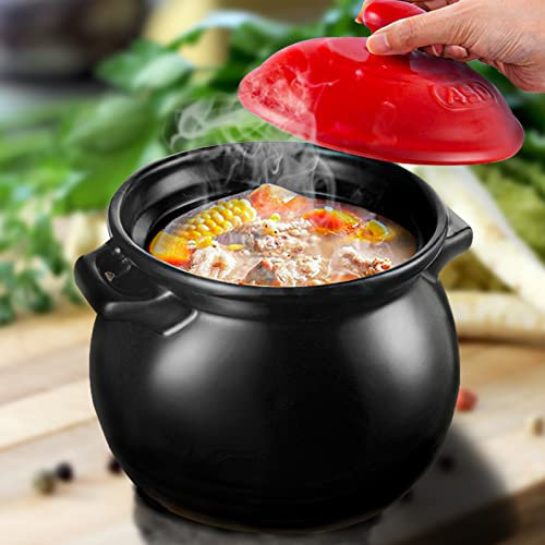 Cacerola para cocinar Olla de barro con tapa Cacerolas antiadherentes con tapas Vitrocerámica para horno Antiadherente - Utensilios de cocina antideslizantes y estables para almacenamiento de calor,