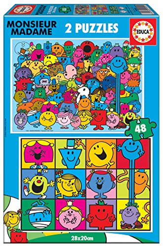Educa - Puzzle 48 Teile für Kinder ab 4 Jahren | Monsieur Madame, 2x48 Teile Puzzle für Kinder ab 3 Jahren, Puzzleset, Kinderpuzzle (19402)