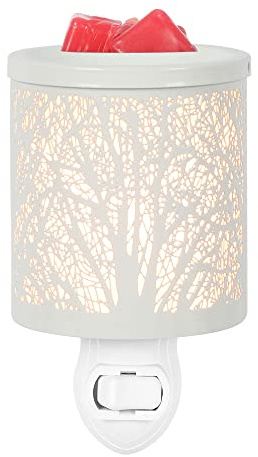 inrorans White Metal Plug in Wax Warmer Tree Pattern Wall Warmer for Scented Wax with Removable Tray Candle Warmer Plug in Night Light for Home…