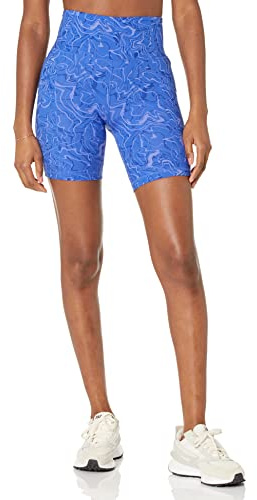 Amazon Essentials Active Sculpt High Rise 7 cykelshorts med fickor, flerfärgad marmor, X-Large