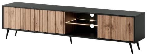 Selsey Bello Mueble de TV bajo,Melamina, Negro, 175 cm