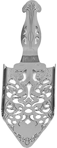 Absinth-Filterlöffel, Edelstahl-Weinlese-Wermut-Cocktailglas-Trinkfilterlöffel, Ausgehöhlter Zuckerwürfel-Filterlöffel für Bartending, Absinth-Brunnen-Löffel-Tropfer(Silber)