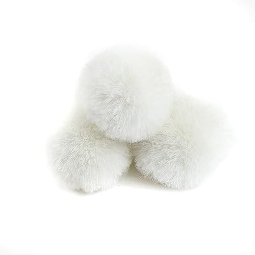 Wambere 10 Stück 6cm Pompons zum Basteln,Pompon Kunstfell Bommel Plüschbälle mit Elastischer Schlaufe,für DIY Kunsthandwerk Haarschmuck Hochzeiten Geburtstage Weihnachten Dekorationen,Weiß