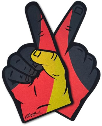 FUN LINE - Pack x2 gigantiska fingerhänder i skum för animering. Firandehandskar för sportevenemang och fest flaggor tryckta dubbelsidiga 39 x 24 cm. (Tyskland)