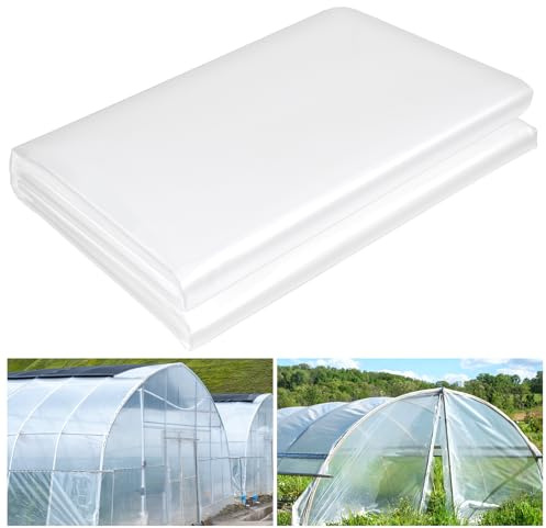 Lámina de plástico transparente para invernadero de 10 x 26 pies, película de polietileno de 6 mil, resistente, resistente al agua, sol, heladas, viento, polvo, cubierta de plástico para agricultura,