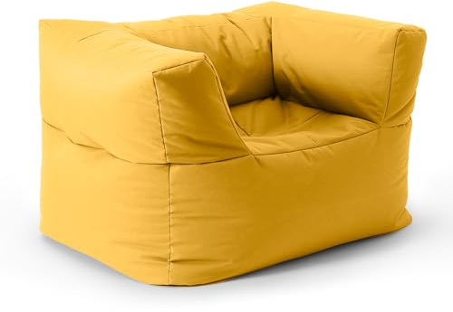 Lumaland Sittsäck päron-lounge fåtölj, lätt att expandera, lätt, tvättbar och vattentät, för inomhus- och utomhusbruk, 96 x 72 x 70 cm, senapsgul