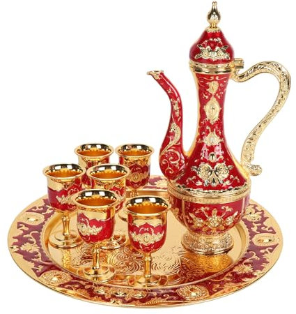 Vintage-Kaffeekannen-Set, Europäischer Hof-Stil, Metall-, Tassen-Set, Vielseitig Einsetzbar, mit Weinkrug, Getränkekrug, Rostbeständig, Antikes Hochzeitsgeschenk