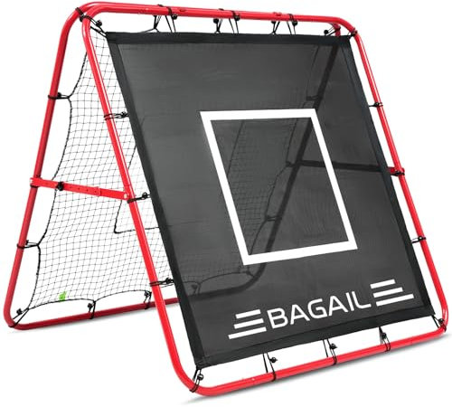 BAGAIL Doppelseitiges Rebounder-Netz, Fußballnetze, verstellbare Winkel, anpassbare Struktur, Rebound-Netz mit Ziel für Geschicklichkeitstraining, tragbare Fußballtore für den Garten, 120x120cm