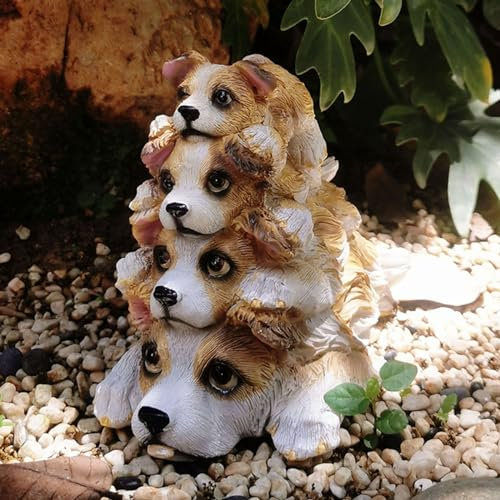 MFAOSHI Kreativer Hund Statue Deko Für Heim Und Garten, Innen Und Außen, Wetterbeständig, Tierische Figuren Gartengeschenke