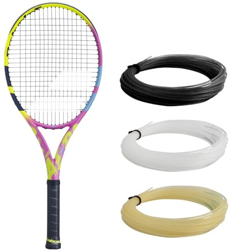 Babolat Pure Aero Rafa Origin Tennisschläger (11,4 cm Griff) – bespannt mit 16 g weißem Syn Gut bei mittlerer Spannung
