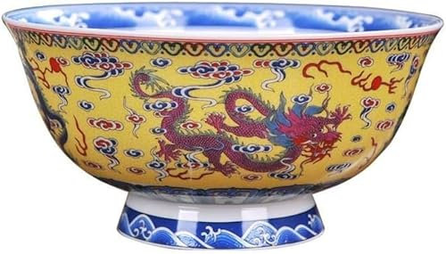 EQQHJL Chinesische Porzellanschale im Stil des antiken ch Keramik Fuß Bone China Drachen Muster Schüssel Schüssel Geschirr
