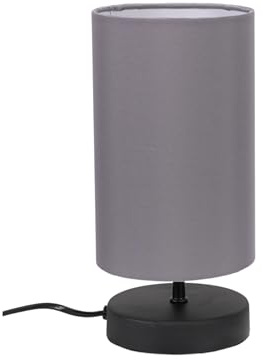 ValueLights | Matt Black Cylinder Touch Dimmer Table Lamp with Grey Fabric Shade | Table Lamps, Home Décor & Improvement Essential