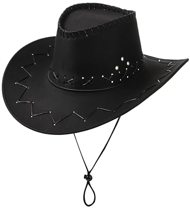 Komonee Western Cowboy Hat Sun Cap Faux Felt Leather Suede Fancy Dress Party Costume Outfit Travel Outdoor Sun Protection Mens Womens