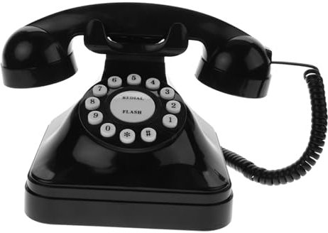 ABOOFAN Telefono Da Scrivania Retrò Vintage Filo, Stile Antico Decorativo Nero Per Casa e Ufficio, Telefono Fisso D’epoca Classico Elegante