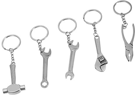 CONGARTENO 5 Stück Schlüsselanhänger Werkzeug Aus Zinklegierung Kreatives Kleiner Metall Schlüsselbund Dekor Robustes Geschenk Für Handwerker Und Alltag