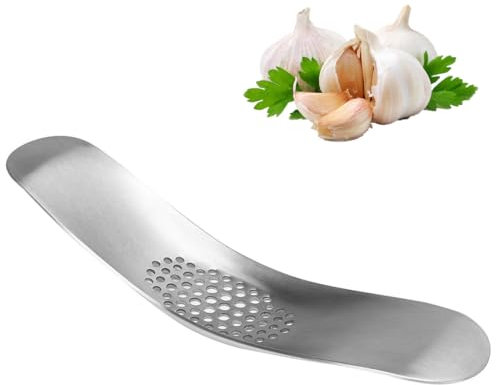 NHQZ Presse-ail Manuel - Gadget de Cuisine Professionnel en Acier Inoxydable pour Éplucher et Couper l'Ail - Forme du Bateau Pratique - Va au Lave-Vaisselle, 1 pièce