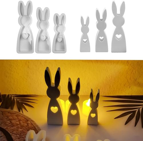 Skeadex Silikonformen Ostern, 3 Stck Silikonform Hase Gips Gieform Kaninchen fr DIY Handwerk