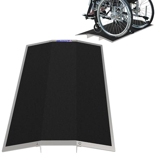 Stabile Alu-Schwellenrampe 300kg - 70cm Breite, rutschfest & vielseitig Schwellenbrücke Rollstuhl Rampe - Barrierefrei für Rollstuhl, Rollator & Rasenmäher(70 cm)