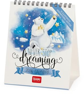 Legami - Calendrier de Bureau 2026, Aphorisms, 12 Mois et Calendrier Annuel, en 6 Langues, Signes du Zodiaque, Fêtes Internationales, 12 X 14,5 Cm