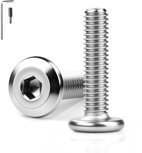 KGGZKG Tornillos de cabeza plana M6, 30 unidades, M6 x 12 mm, acero inoxidable 304, A2 V2A, hexágono interior, rosca completa, tornillos de cabeza alomada con llave Allen, tornillos roscados para