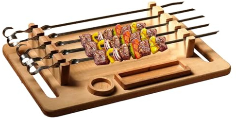 Plateau de service – Plateau en bois | Plat antidérapant | Planche à petit déjeuner rectangulaire avec poignées, accessoire de cuisine multifonction, serveur à café rustique