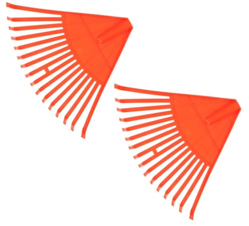 Didiseaon Rastrillo De Hojas Pequeño para Jardín Uso Doméstico, 2 Piezas Color Naranja, Plástico Resistente 16 Dientes para Césped y Agujas De Pino, Herramienta Ligera para Limpieza Eficaz y Cómoda