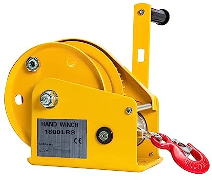 Petit tracteur à treuil, 2600 LBS Portable manivelle bidirectionnelle autobloquante treuil manuel ménage petit treuil tracteur Pour jardin forestier(20M Cable)
