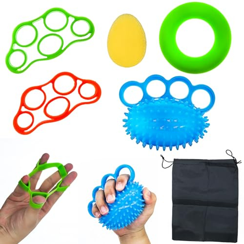 5 Stück Handtrainer Fingertrainer Knetball Set, Griffkrafttrainer Handtraining Ball, Knetball für Handtherapie, Fingertherapie Squeeze Ball, Anti Stressball für Stressabbau Handtherapie