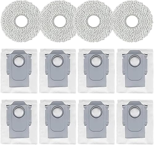 Juego de 4 paños para mopa de aspiradora y 8 bolsas de polvo para robot Roborock, accesorios de aspiradora, apto para modelos QV 35A QR 798 QR 598