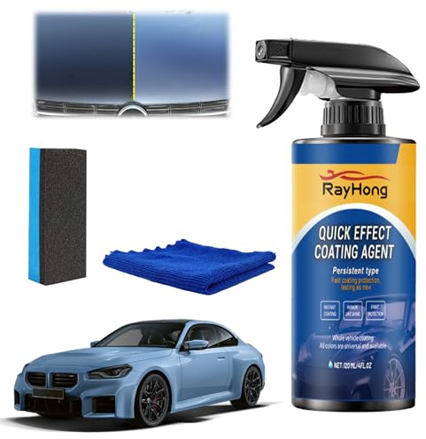 Quick Effect Coating Agent, Spray de Alta Protección 3 en 1 para Coche, Spray de Recubrimiento para Coche con Esponja y Toalla, Multifunctional Coating Agent Spray(120ml)