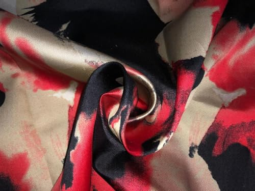 100% Silk Taffeta Jacquard Fabric Gold with red and Black Spray Paint Effect Jacquard 54 Wide TAFJACNEW25
