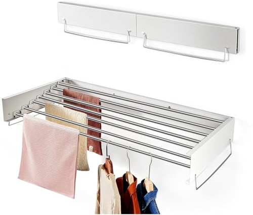 GIFALPXO 120cm, Wandtrockner, Ausklappbarer Trockner Mit 5 Roststangen, Strapazierfähiger Wäscheständer Für Den Innen- Und Außenbereich, Einziehbarer Und Klappbarer Wandwäscheständer