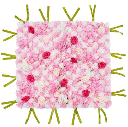 Panneau mural à fleurs 100 cm x 100 cm Rose Fleurs artificielles Fond avec rose, dahlia et hortensia Fond mural pour fête, mariage, Noël, décoration d'intérieur