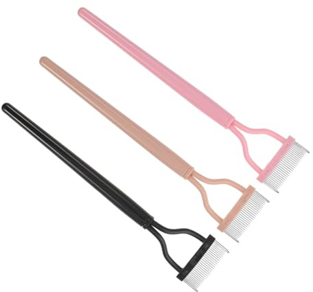 IWOWHERO 3pezzi Petto in Metallo per Separare le Ciglia Pettine per Mascara e Ciglia Separatore per Extension Dispositivo di Assistenza Denti Fini