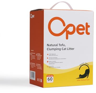 OPET Arena de Tofu para Gatos, Arena aglomerante para Gatos, Ingredientes Naturales, Libre de Polvo y fácil de aglomerar, Control de olores (4,8Kg, Fresco)
