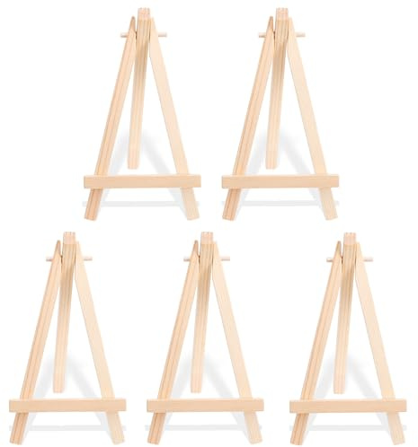 5 Stück Staffelei Klein, 15 x 8 cm Mini Staffelei, Holz-Staffeleis für Bilder, Zeichnung & Ausstellung, Kompakt & Stabil