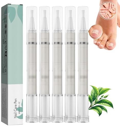 Mullend - Lápiz de cuidado de uñas para uñas de manos y pies, reparador y cuida las uñas dañadas, endurecedor de uñas con aceite de árbol de té, fortalece las uñas y reduce la decoloración (5 unidades