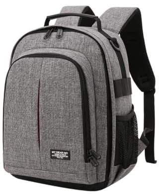 LOORGVEL Zaino Fotografia Oxford Borsa Reflex Compatibile Viaggio Escursionismo con Spallacci Regolabili e Tasche Multiple per Fotocamera Mirrorless e Accessori
