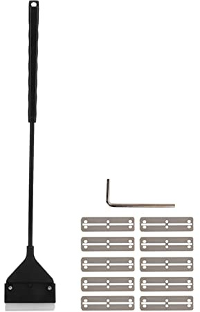 Haofy Raspador de Acuario, Herramienta de Limpieza de Peceras de Largo con 10 Cuchillas de Acero Inoxidable, para Acuarios de Agua Dulce y de Mar (Raspador de Algas Tipo A 2 en 1 42cm)